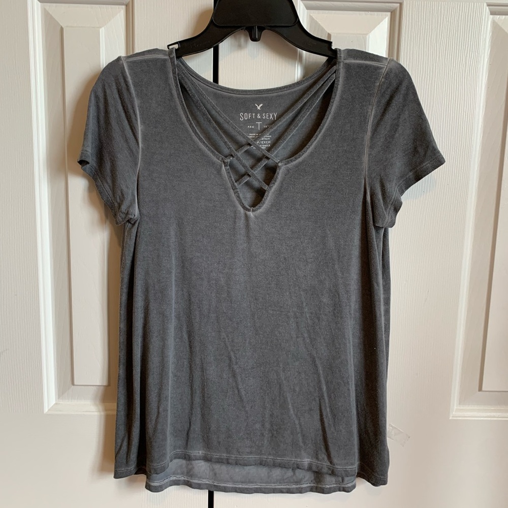 American Eagle short sleeve gray top, size xsmall